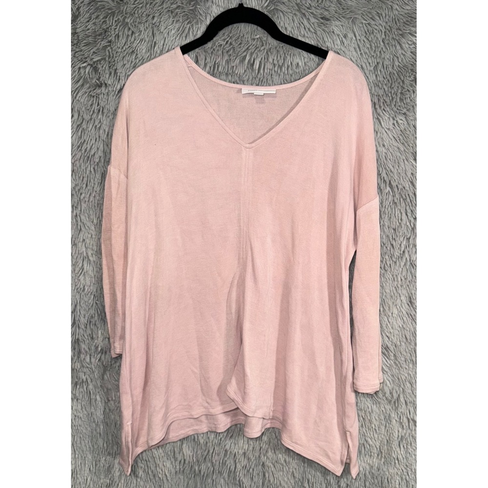 Pure Jill Sand Washed V Neck Tunic Top Light Pink Size S Made in Vietnam